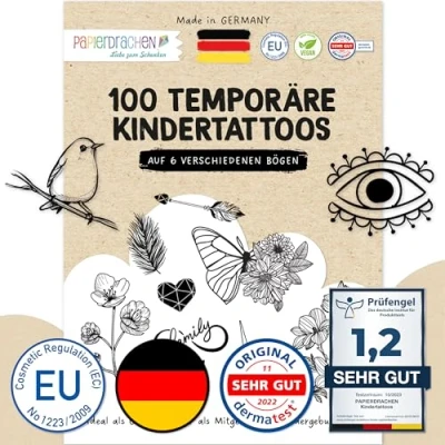 Afbeelding van 100 Opplaktatoeages Huidvriendelijke tattoos zwart en wit stijlvolle ontwerpen Voor vrijgezellenfeest, motto party vrije tijd
