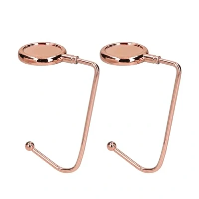 Afbeelding van kwmobile Tassenhaken voor tafel Set van 2 draagbare tashangers Tassenhangers of kast In roségoud
