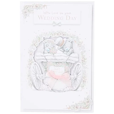 Afbeelding van Me to You Op uw trouwdag bruiloft koets kaart, wit, 6x9 inch