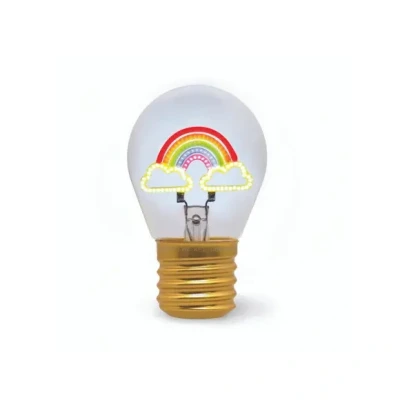 Afbeelding van Legami Tafellamp in gloeilampvorm, oplaadbaar met USB kabel, draadloos, Bulb Fiction, regenboogthema, 6,8 x 10,3 cm