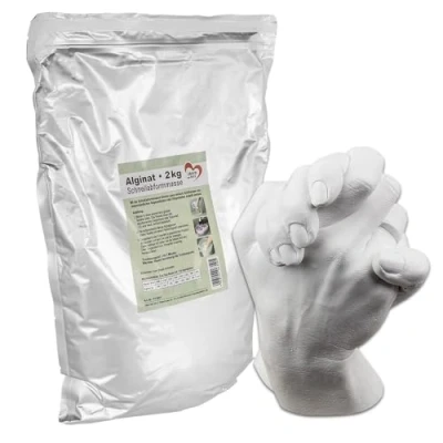 Afbeelding van Snelafvormmassa, alginaat voor 3D afdrukken, hand en voetafdruk, gipsafdruk cadeau, jubileum, koppels, geboorte, poeder (2 kg)