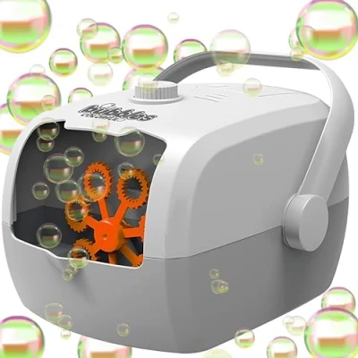 Afbeelding van Retoo Bellenblaasmachine, automatische blaasmaker met vloeistof, draagbaar, zeepbellen, blaasmachine, elektrisch bubbelspeelgoed voor kinderen, bruiloft, verjaardag, festival