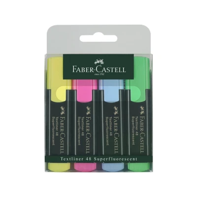 Afbeelding van 5x Tekstmarker Faber Castell 48 neon 4 delig etui