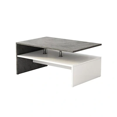 Afbeelding van Oskar Store Salontafel &quot;Mike&quot;, Beton/Wit, 90 x 42 cm
