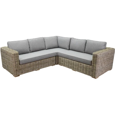 Afbeelding van Serva hoek loungeset 3 delig naturel rotan