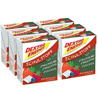 Afbeelding van Dextro Energy Schulstoff bosvrucht, 6 verpakkingen (6 x 50 g), Mini in klikbox, druivensuiker met fruitig bosvruchtaroma