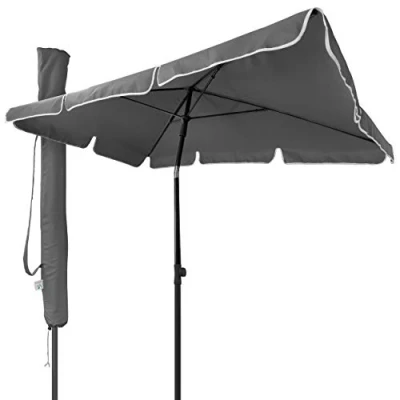 Afbeelding van vounot parasol, kantelbaar, rechthoekig, 200 x 125 cm, 160 g/m², met uv bescherming, hoogte 2,35 m, polyester, opvouwbaar, voor buiten, incl. beschermhoes, grijs, 4505823739927