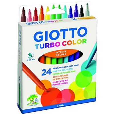 Afbeelding van Giotto 71500 turbo color felt tip pens 24 assorted colours washable