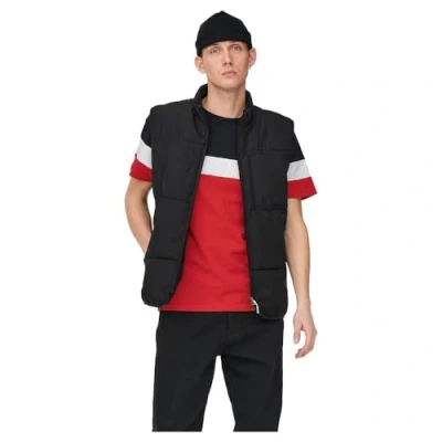 Afbeelding van Only &amp; Sons Onsbailey Tshirt print, Heren, Maat: Large, Dark navy/racing red