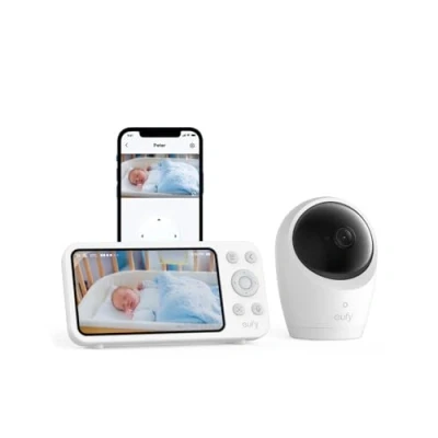 Afbeelding van eufy Baby Monitor E20 met 2K camera, hybride wifi en geen verbinding, Babyfoon app monitorbediening, ultrahelder nachtzicht, pan tilt, 4x zoom, draagbare camera ingebouwde batterij, ANR, Smart Alerts