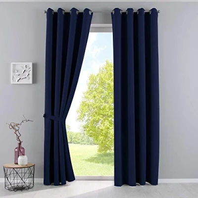 Afbeelding van Gardinenbox gordijnen ondoorzichtig »Newyork« blauw HxB 245x140 cm 2 pack thermische verduisteringsgordijn blackout oogjes geluidsisolerend Öko Tex UV bescherming Raffhouder, 201920600