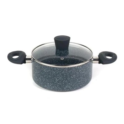 Afbeelding van Russell Hobbs Nightfall Stone 20 cm Kookpot Inductie Pastapot Aluminium Soeppan Glazen Deksel Antiaanbaklaag