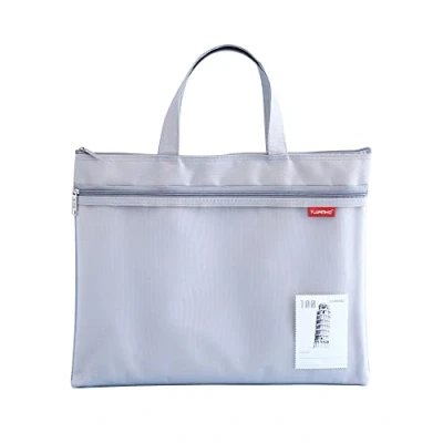 Afbeelding van A4 Documententas Zip Bag Draagtas Nylon Mesh Tas Waterdichte Dubbele Rits Kleine Labels Studenten Kantoor Levering Reistas Grijs