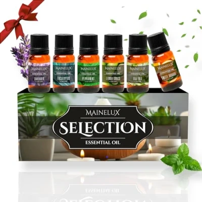 Afbeelding van MAINELUX Selection Set etherische oliën voor luchtbevochtigers, 100% natuurlijk, 6 x 10 ml (lavendel, eucalyptus, pepermunt, citroengras, theeboom en zoete sinaasappel).
