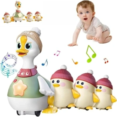 Afbeelding van Tummy Time Duck Family Toy, Walking with Baby Ducks, Light up Crawling Toys, Toy for 6 12 Months Toddlers Boy Girl, 1 Year Old Learning to Walk