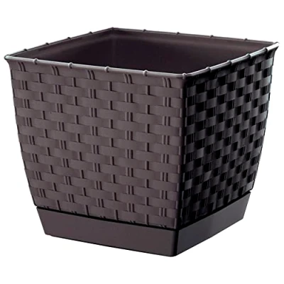 Afbeelding van Prosperplast Plantenpot rotan vierkant donkerbruin 25 x 22 cm Plantenpotten