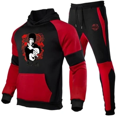 Afbeelding van famesale Bruce Lee Hoodie en Joggers 3D geprinte trainingspak, outfit, Kung Fu Martial Art Kostuum voor Unisex, # 3, S