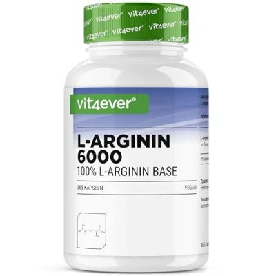 Afbeelding van L Arginine 365 capsules 6000 mg pure per dagdosering Geproduceerd door plantaardige fermentatie Hoog gedoseerd Zonder toevoegingen Veganistisch