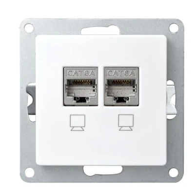 Afbeelding van MC POWER Netwerkdoos FLAIR CAT6A, inbouw, wit, mat, volledig afgeschermd