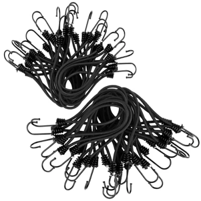 Afbeelding van Upgrade4cars 50 spanrubbers met haken in zwart, expanderbevestiging voor dekzeilen, banners, aanhangers, tent, trampoline enz. universele rubberen spanner