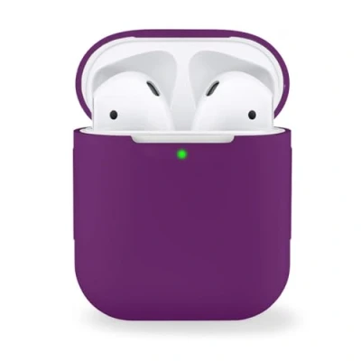 Afbeelding van MyGadget Zachte siliconen hoes, compatibel met Apple Airpods 1 en 2e generatie, beschermhoes voor hoofdtelefoon, krasbestendig, violet