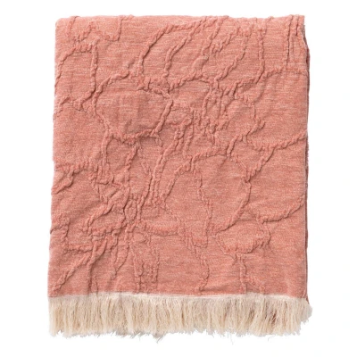 Afbeelding van Dutch Decor FLORINE Plaid 140x180 cm met ingeweven patroon effen kleur franjes Muted Clay roze