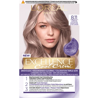 Afbeelding van 6x L&#039;Oréal Excellence Cool Crème Permanente Crèmekleuring 8.11 Ultra As Lichtblond