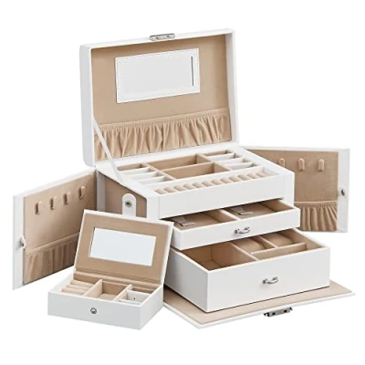 Afbeelding van Songmics Sieradendoos Met 2 Laden Roze MDF/Fluweel