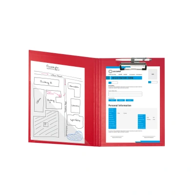 Afbeelding van Klemplaat/klep gecoa t papier A4 rood per 10