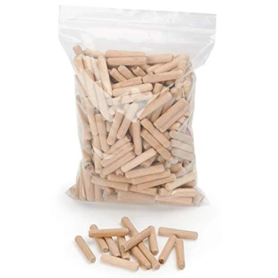 Afbeelding van WFix houten pluggen 8 mm x 50 ribbelhouten 400 stuks van beukenhout ideaal voor deuvelfrees en lamellfrees