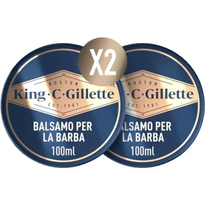 Afbeelding van King C. Gillette Baardbalsem voor heren, 2 verpakkingen van 100 ml, te gebruiken met of zonder uitspoelen cacaoboter, cadeau idee professionele set