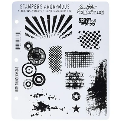 Afbeelding van Tim Holtz 7 x 8,5 inch Cling rubberen stempel Set Bitty Grunge