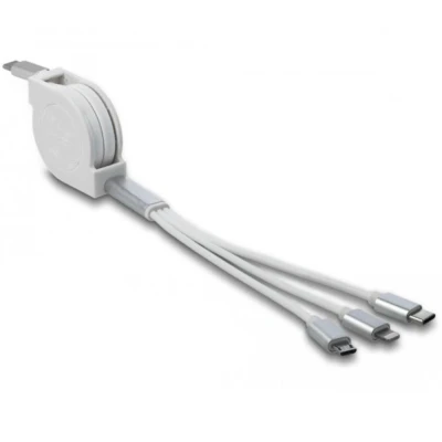 Afbeelding van Delock USB Type C™ 3 in 1 Aufrollladekabel für Lightning™ / Micro