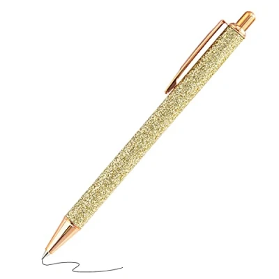 Afbeelding van Pen Balpen Sparkly Pennen Glitter Voor Mannen Vrouwen Fancy Gedrukt Zwarte Inkt Goud