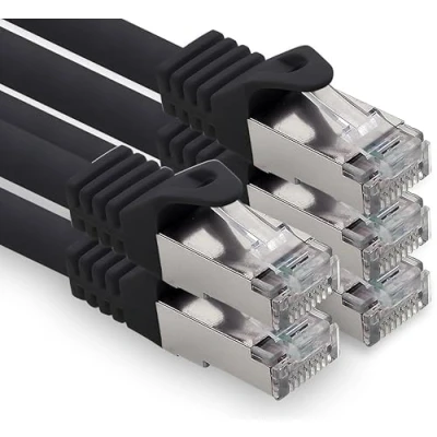 Afbeelding van freiwerk 1,0m zwart 5 stuks CAT.7 netwerkkabel LAN Ethernet patchkabel s FTP LSZH PIMF 10GB RJ45 stekker Cat6a