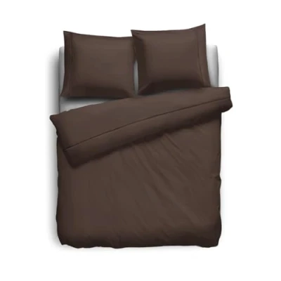 Afbeelding van Elegance Dekbedovertrek Uni Percal Katoen Met Bies brown 200x200/220