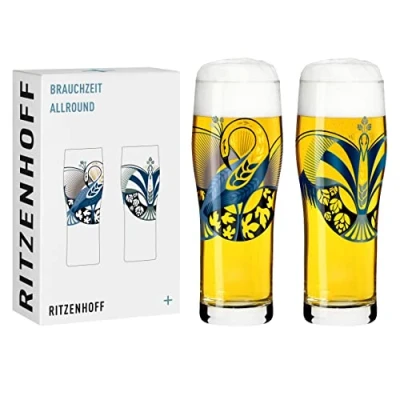 Afbeelding van RITZENHOFF 3781004 Drinkglas, universeel, 600 ml, serie Brauchzeit nr. 4, 2 stuks met afgestemd motief, Made in Germany