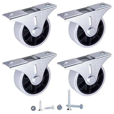 Afbeelding van SKIR&#039;CO (4 stuks) 40 mm rubberen wielen, meubelwielen, vaste niet draaibaar, schroeven inbegrepen