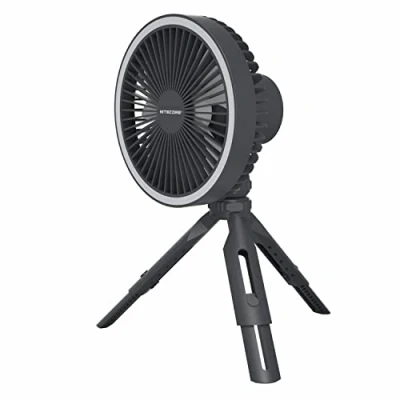 Afbeelding van Nitecore NEF10 Multifunctionele draagbare elektrische ventilator met led lichtring, flexibel kogelkopstatief, borstelloze motor 10.000 mAh (grijs)