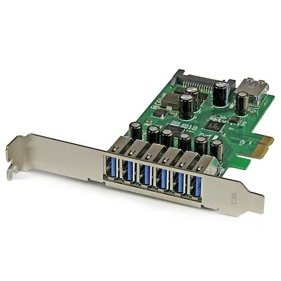 Afbeelding van StarTech.com 7 poorts PCI Express USB 3.0 kaart standard en low profile design