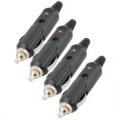 Afbeelding van CESFONJER 4 stuks auto sigarettenaansteker stekker, universele stekker met zekering rode LED DIY 12V 24V