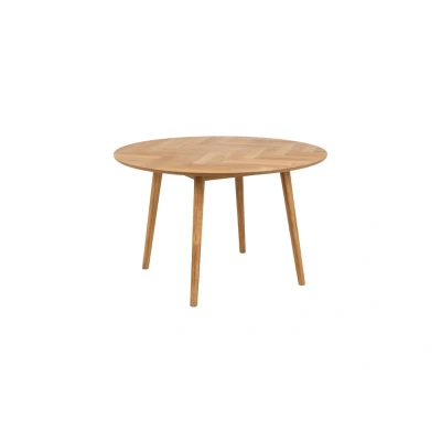Afbeelding van Nagie eetkamertafel Ø120cm, visgraat eiken decor.