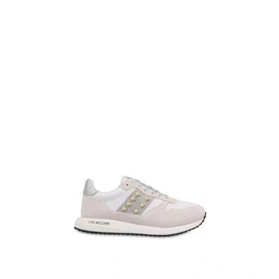 Afbeelding van Love Moschino DUNE Sneakers laag, Dames, Maat: 37, Bianco/argento Leer en imitatieleer