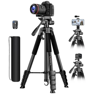 Afbeelding van Victiv 172cm Camera Statief, Lichtgewicht Statief voor iPhone met Afneembare Kop, Draagbaar Reisstatief DSLR Canon Nikon Sony, Smartphone Sport Telefoon 2024 Verbeterd