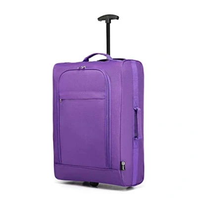 Afbeelding van Kono Dubbele Wielcabine Goedgekeurde Trolley Bag Lichtgewicht Soft Shell Handbagage, Paars, Cabin
