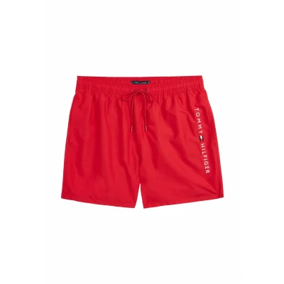 Afbeelding van Tommy Hilfiger Original Drawstring Zwemshorts, Heren, Maat: Small, Medium red