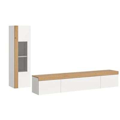 Afbeelding van Ruda wandkast systeem 2 delen wand of vloer wit, eik decor.