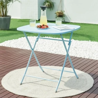Afbeelding van Klaptafel Sande tuintafel metaal vierkant 71x70x70 cm hemelsblauw [en.casa]