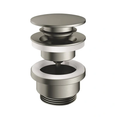 Afbeelding van HotBath Gal Clickplug met schroef rond Geborsteld Nikkel PVD P710GNP