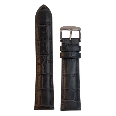 Afbeelding van Horlogeband uitvoering 2 22mm Grijs Echt leer in croco print Roestvrijstalen gesp